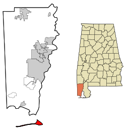 Alabama state map showing location of Mobile